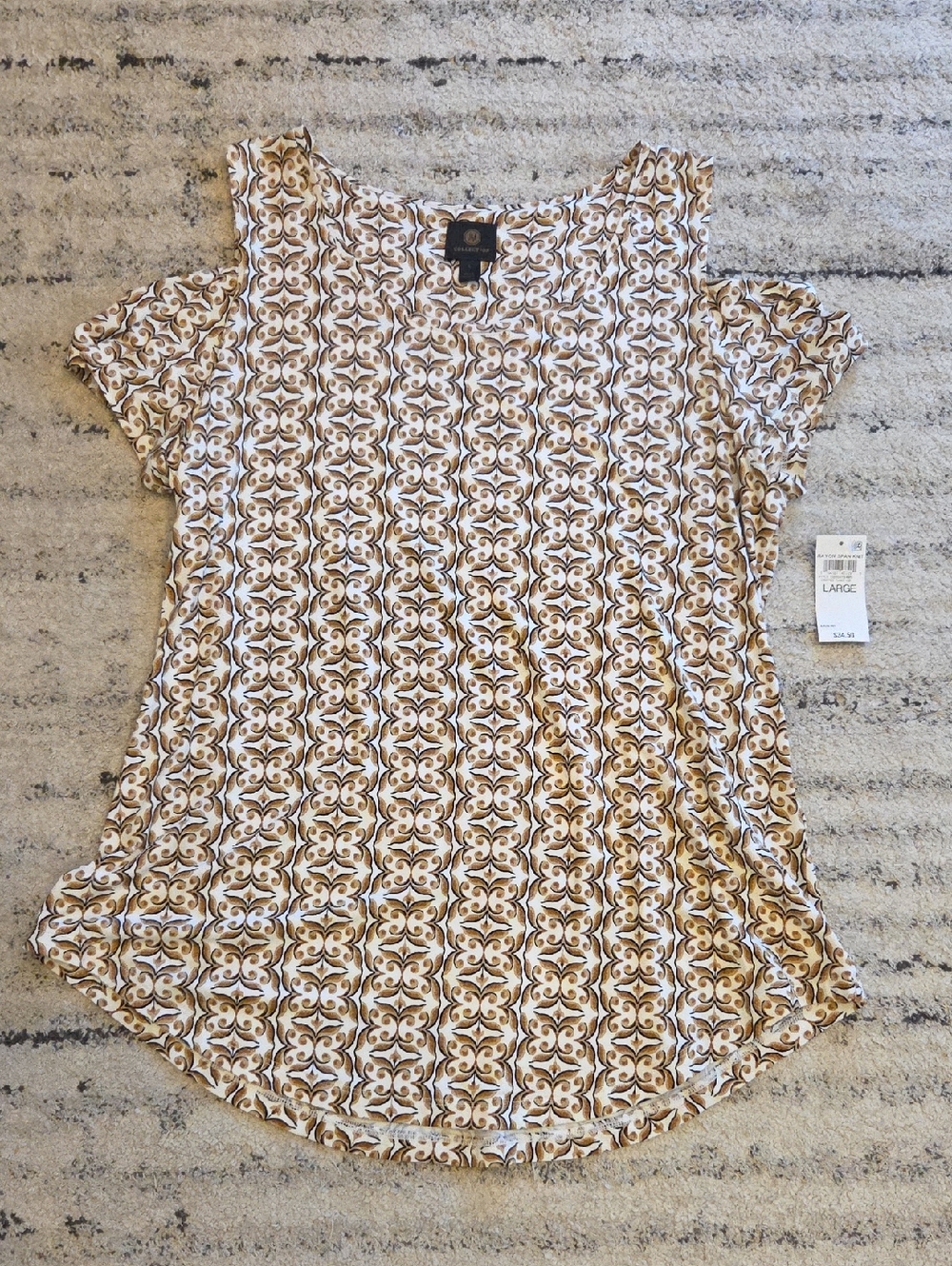 JM Collection Short Sleeve Patterned Tee New With Tags